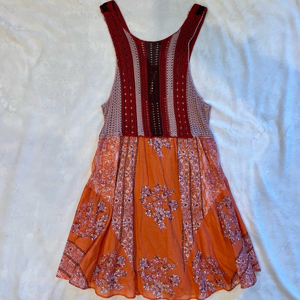 Free People Katie’s Crochet Dress Red and Orange Size S